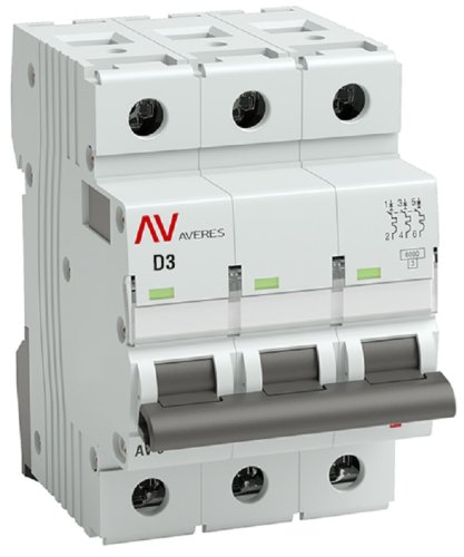 Выключатель автоматический EKF Averes AV-6 3п 3А D 6кА картинка